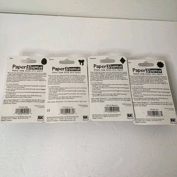 7 Paper Shapers Craft DIY Punches EK Success Sun Tooth Dimond Square Circles - Picture 5 of 5